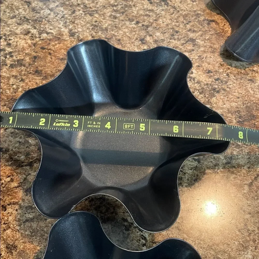 Set of 3 Nonstick Tortilla Shell Pans Fluted Taco Salad Bowl Molds Dark Gray